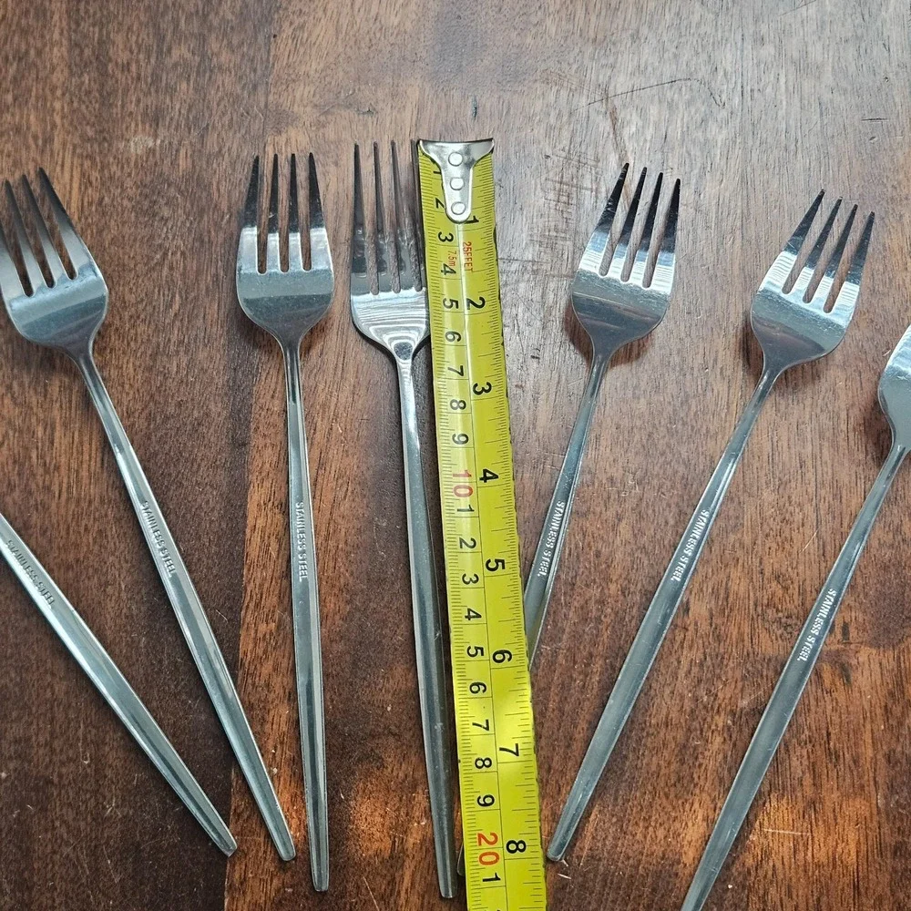 7Pcs Forks Stainless Steel Long Handle Fork Tableware Dinnerware for Eating 8